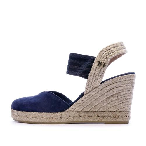 Sandales Talon En Daim Bleu Tommy Hilfiger