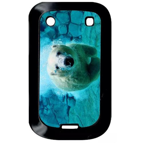 Coque Pour Blackberry Bold Touch 9900 - Gros Ours Blanc Plongee - Noir