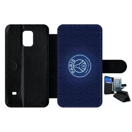 Etui À Rabat Pour Galaxy S5 - Psg Paris Saint Germain - Simili-Cuir - Noir