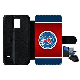 Etui À Rabat Pour Galaxy S5 - Psg Paris Saint Germain 2 - Simili-Cuir - Noir