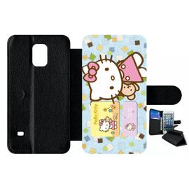 Etui À Rabat Pour Galaxy S5 - Hello Kitty I Love You - Simili-Cuir - Noir