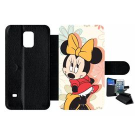 Etui À Rabat Pour Galaxy S5 - Disney Minnie Timide - Simili-Cuir - Noir