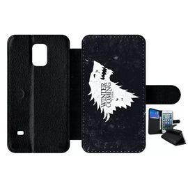 Etui À Rabat Pour Galaxy S5 - Maison Stark Winter Is Coming Alt - Simili-Cuir - Noir