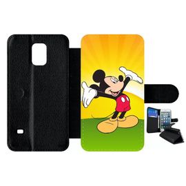 Etui À Rabat Pour Galaxy S5 - Disney Mickey - Simili-Cuir - Noir