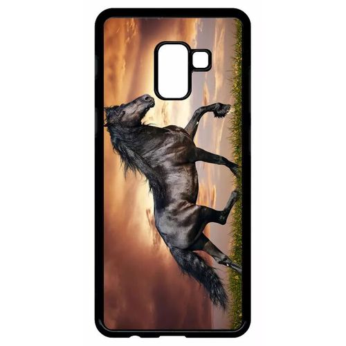 Coque Pour Galaxy A8+ (2018) - Magnifique Cheval Noir - Noir