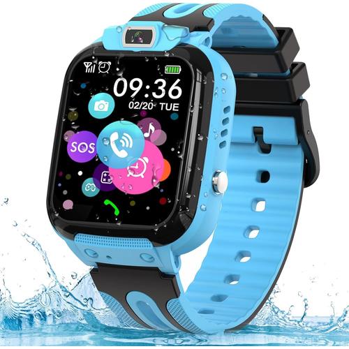 Montre Gps Enfant Tracker, Montre Connectée Enfant Lbs Étanche Téléphone Sos Cadeau D'anniversaire Pour Enfants Compatible Avec Ios/Android, 5-12 Cadeau D'anniversaire Garçon Fille