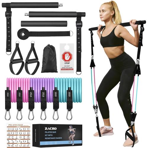 Kit De Barre De Pilates - Reformer Pilates 6 Bandes De Résistance Élastique, Barre Elastique Musculation Homme Smartworkout Pour Yoga, Étirement, Sculpture,Torsion, Perdre Du Poids