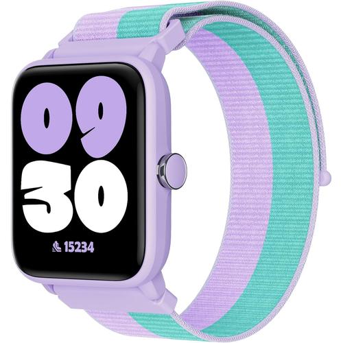 Montre Connectée Enfant, Montre Digitale Tactile Fille Avec Podomètre, Cardiofrequencemètre, Étanche 5 Atm, Moniteur De Sommeil, Réveil, Jeux De Puzzle Pour Âgés 3-14, Nylon