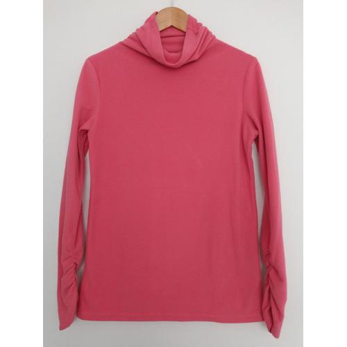 Pull Polaire Rose À Col Roulé. Uniqlo. Polyester. Taille 38