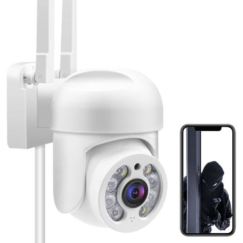 Caméra de Surveillance WiFi Extérieure 2MP PTZ IP Dôme Caméra Sécurité sans Fil - Audio Bidirectionnel/Détecteur Mouvement/ 40M Vision Nocturne/Message Push/ IP66/ YI lOT APP/ 128G SD Card