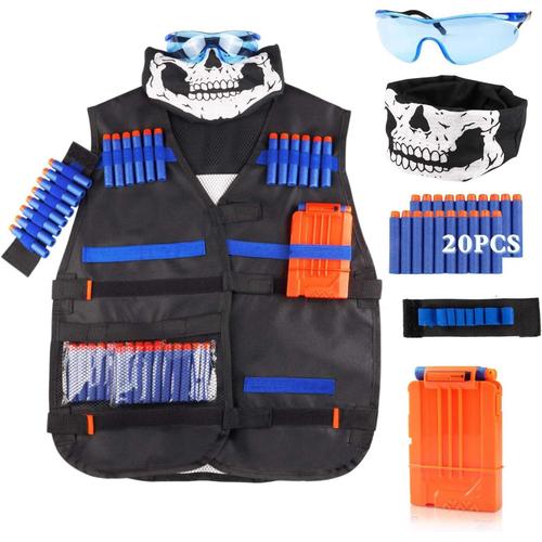 Kit De Gilet Tactique Pour Pistolets Nerf Avec Clips De Recharge, Fléchettes, Bracelet, Masque Tactique, Lunettes De Protection Pour Garçons Et Filles, Cadeau D'anniversaire Pour Enfants