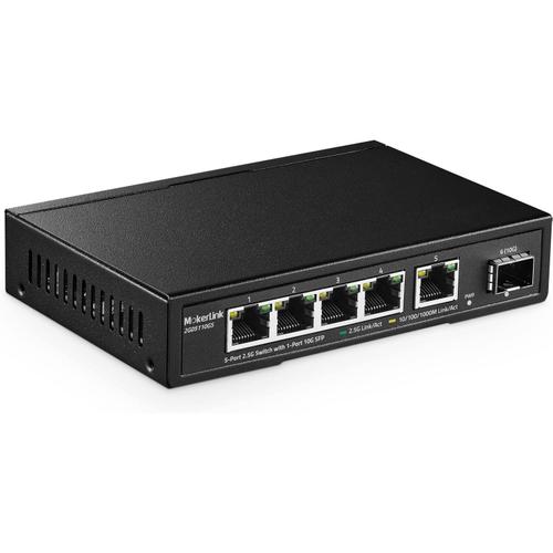 5 Port 2.5G Ethernet Switch with 10G SFP, 5 x 2.5G Base-T Ports Compatible with 10/100/1000Mbps, Commutateur réseau sans Ventilateur métallique Non géré