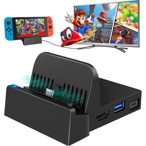 Switch Dock Pour Nintendo Switch, Adaptateur Tv De Voyage Hdmi 4k/1080p Support De Charge Portable Avec Port Usb 3.0 Haute Vitesse