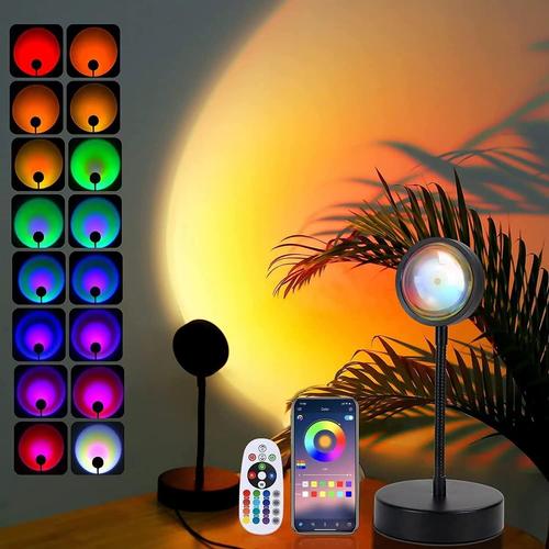 Sunset Lamp Lampe Coucher De Soleil Veilleuse Led Neon Projecteur Lumiere Gaming Lampe De Chevet/Bureau Rgb Ambiance Chambre Fille Aesthetic Room Decor Gifts