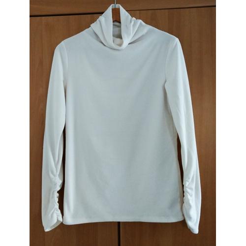 Pull Polaire Blanc Cassé À Col Roulé. Uniqlo. Polyester. Taille 38