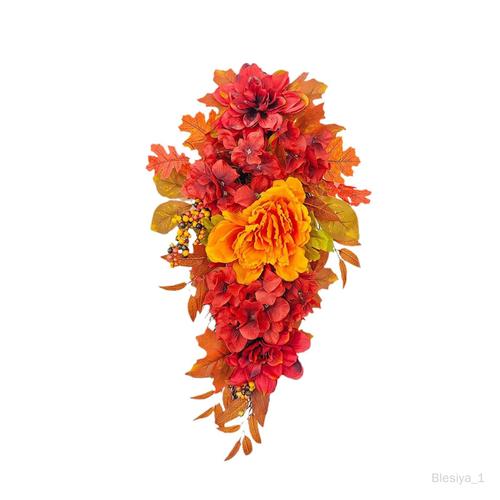 Couronne de fleurs d'automne artificielles, cintre artisanal pour cadeaux de