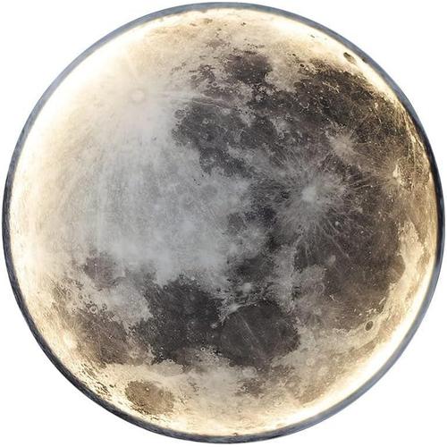 24cm LED Applique Murale Lune avec Télécommande, Lampe Murale Intérieur Moderne Dimmable Lampe de Chevet Ronde Acrylique éclairage Mural pour Chambre Salon Couloir Escalier Veilleuse Lune (24cm)