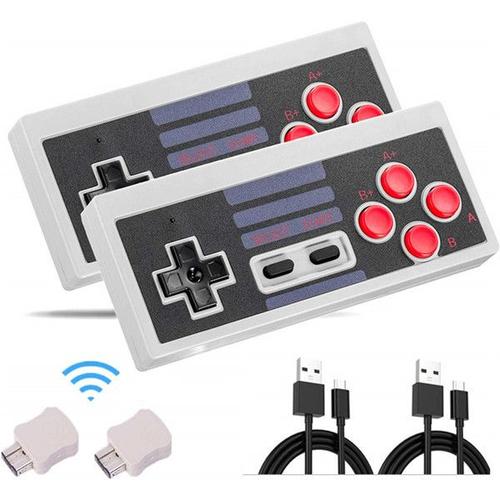 Rechargeable Manette Nes Classic Pour Nintendo Mini Nes Classic Edition, Manette De Jeu Sans Fil Et Manette De Jeu (2 Pièces)