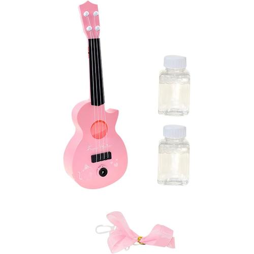 Jouet Exterieur Enfant_05 Guitare Ukulélé Machine À Bulle Pour Enfant Pistolet A Bulles De Savon Canon A Bulle Mariage Appareil Bubble Machine Cadeau Avec Liquide Bulle Rose D'eau Bain Jouets Plein