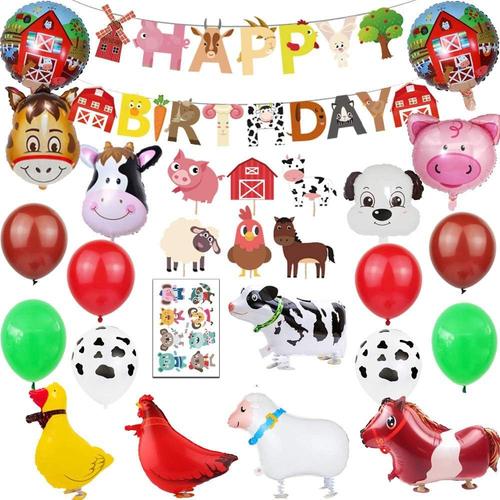 Rouge Lot De 67 Décorations De Fête En Forme D'animaux De La Ferme Pour Cupcakes Et Cupcakes - Bannière D'anniversaire Pour Garçon Ou Fille