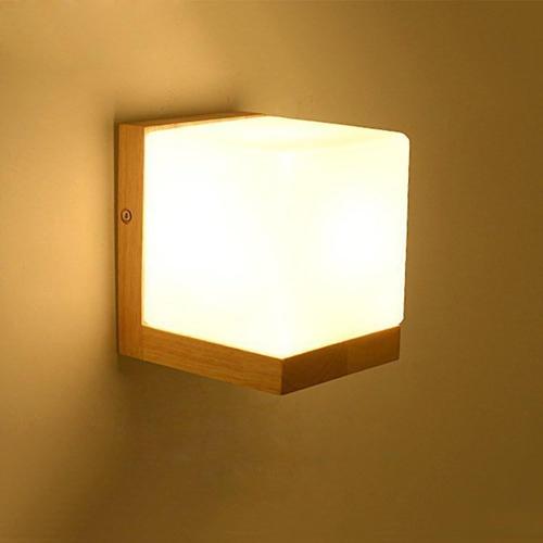 Blanc Moderne Simple Lampe De Mur En Verre Blanc De Style Japonais Créative E27 Éclairage En Bois Cube Edison Appliques Murales Lumière Moderne Décoration Salon Chambre Chambre Lampe De Chevet Appli