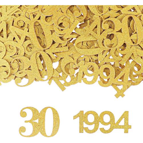 Décoration D'anniversaire 30 Ans 1994 Lot de 100 confettis pour 30e anniversaire 1994 - 3,4 à 4,9 cm - Décoration de table pour 30e anniversaire - Or - Décoration 30 ans - Homme et femme -