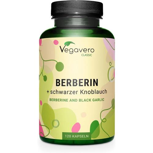 Berberine HCl ® 100% Naturelle & Unique : Avec AIL NOIR 4 Mois (120 Gélules) Cholestérol + Métabolisme Vegan et Sans Additifs