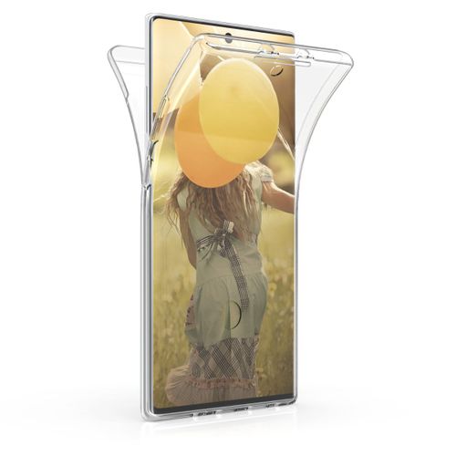 Kwmobile Coque Liseuse Compatible Avec Samsung Galaxy Note 10 Plus - Étui De Protection À Rabat En Simili Cuir - Transparent