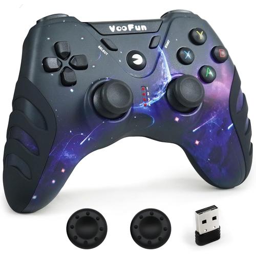 Manette Pc/Ps3 Sans Fil, 2,4g Gamepad Pc Avec Double Vibration, Gamer Manette Pc Rechargeable Pour Windows(11/7/8/10), Ps3, Steam, Laptop, Android Smart Tv, Tv Box (Galaxie)