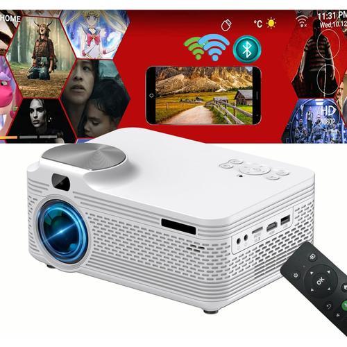 Mini Projecteur 4K Full HD Portable Film Videoprojecteur 1080p Soutien Cadeaux pour Enfants, Home Cinéma, TV/Smartphone/HDMI/USB/TF Carte/iOS/Android/WiFi Portable Projecteur (Blanc)