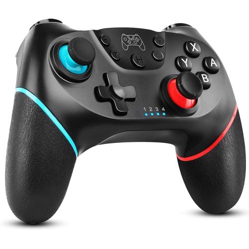 Manette Pour Switch, Bluetooth Sans Fil Pro Manette Pour Switch/Switch Lite, Avec Fonction Turbo Réglable/Dual Shock/Gyro 6 Axes (Nero)