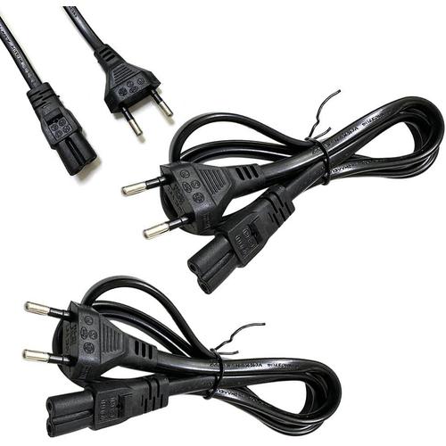 Câble d'alimentation EU Plug, Euro Plug Power Cable, 1.5M Bipolaire 2 Câble, Cordon Secteur EU, Cable Alimentation Euro, Câble d'alimentation Prise EU, Câble d'alimentation de la Fiche Euro, Noir