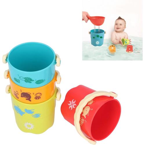 Gobelets Empilables, Jouets De Bain Pour Bébé Pour Les Tout-Petits, Gobelets Empilables Pour Le Bain, Jouets Emboîtables En Forme De Poisson, Jouets D'eau Sûrs Pour Tout-Petits, Jouets De Piscine, Cad