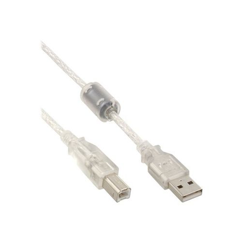 InLine USB 2.0 cable - Câble USB - USB (P) pour USB type B (P) - USB 2.0 - 30 cm - blanc, transparent