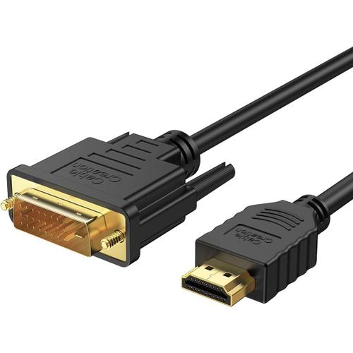 Câble DVI vers HDMI, 1,5 m, connecteur HDMI bidirectionnel vers DVI mâle (24+1), Adaptateur HDMI DVI pour Raspberry Pi, Roku, Xbox, One, Ordinateur Portable, Blue-Ray, Prise en Charge