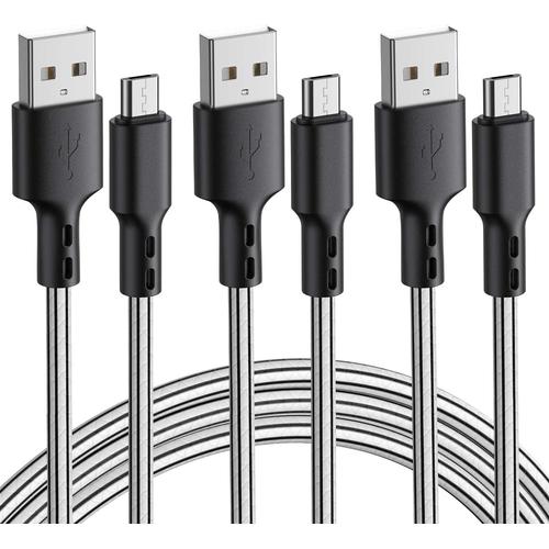 Câbles Micro Usb 3m 3pack Cable Micro Usb 2.4a En Tpe Câble Cordon Chargeur Micro Usb Rapide Pour Android, Kindle, Samsung Galaxy Huawei, Sony, Nexus, Htc, Ps4