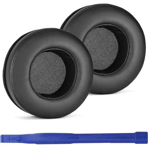 Coussinets SR950 compatibles avec les casques Samson SR950/SR850, coussinets en cuir protéiné et mousse acoustique, pièces de réparation de casque à installation rapide (noir)