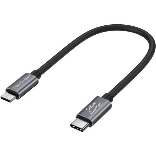 Câble USB C court de 2,9 m, USB-C vers micro USB A OTG, compatible avec contrôleur DJI Spark/DJI Mavic/Mavic Pro/Mavic Pro Platinum/Mavic Air 0,2 m, gris sidéral