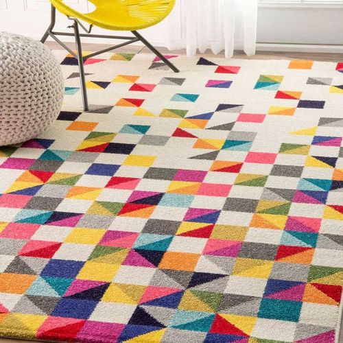 Tapis Grand Salon 280x380 Tissé Mutlicolore Rectangle Motif Géométrique Lyn6 Boutik