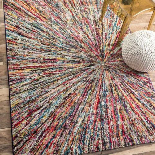 Tapis Grand Salon 280x380 Tissé Multicolore Rectangle Motif Ethnique Lyn6 Impact