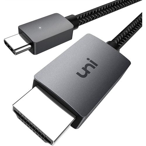 Câble USB C vers HDMI [Jusqu'à 4K, Câble Tressé] Adaptateur Cable USB Type-C vers HDMI Thunderbolt 3/4 Compatible pour iPhone15 Série MacBook Pro Air iPad Pro Air iMac S23 XPS 17 Huawei (1,8m)