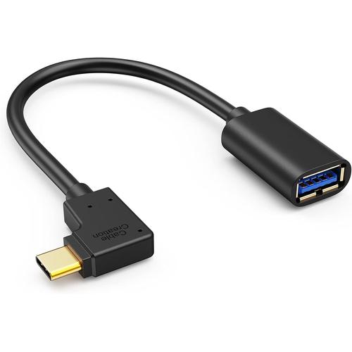 Adaptateur de Type C vers USB 3.0, connecteur USB C mâle vers USB A Femelle OTG à 90 °, Compatible avec MacBook Pro, Samsung Note 8, Dell XPS 15, etc., 15 cm/Noir