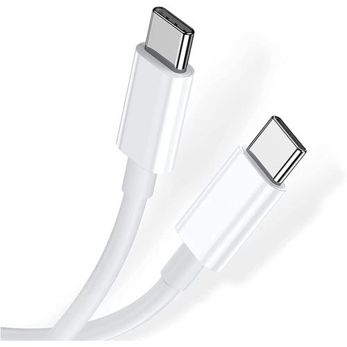 USB-C vers USB-C Câble de charge rapide 3A PVC Matériau Compatible avec Dell XPS12/13/15 Latitude, Venue 8/10 PRO,Vostro14 /15 (0.5m Blanc)