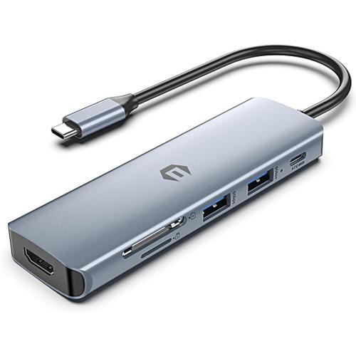 Hub USB 3.0 6 en 1 avec Lecteur de Carte MicroSD, Multiprise USB 2, 4K HDMI, PD 100W, Mac Pro/Mini, iMac, Clés USB, Notebook PC, Disques Durs Externes, etc, Compatible avec Nouveau MacBook Air/Pro