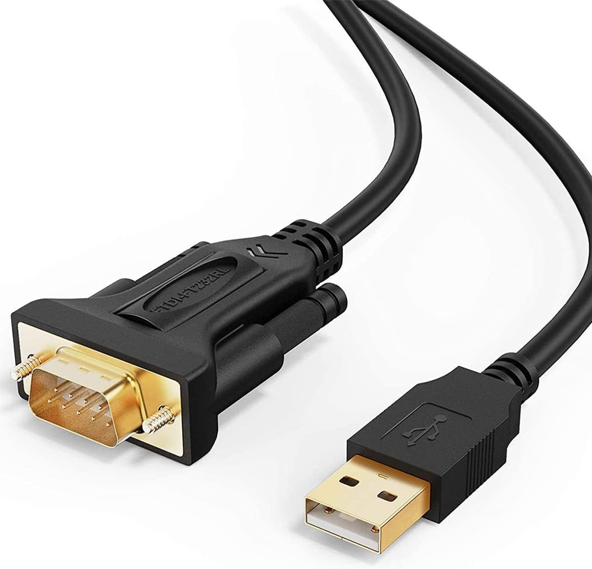 Adaptateur USB vers RS232 (Chipset FTDI), 1M Câble USB 2.0 vers RS-232 DB9 Mâle Compatible avec Les PC Windows 10/8.1/8/ 7, Vista, XP, 2000, Linux et Mac OS etc, 3.3Pieds / Noir