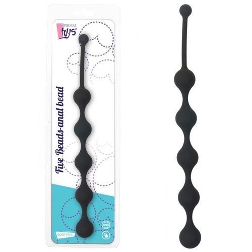 Chapelet Anal En Silicone Noir Five Beads - 28 Cm