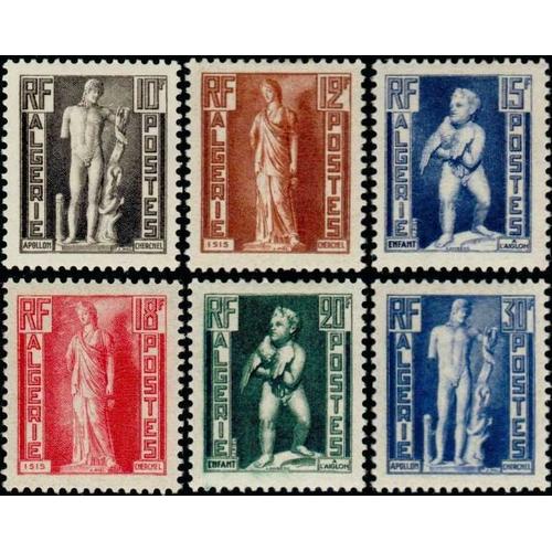 Algérie, Département Français 1952, Très Belle Série Complète Neuve** Luxe Statues, Timbres Yvert 288 289 290 291 292 293, Apollon Et Isis De Cherchell, Et Enfant À L'aiglon.