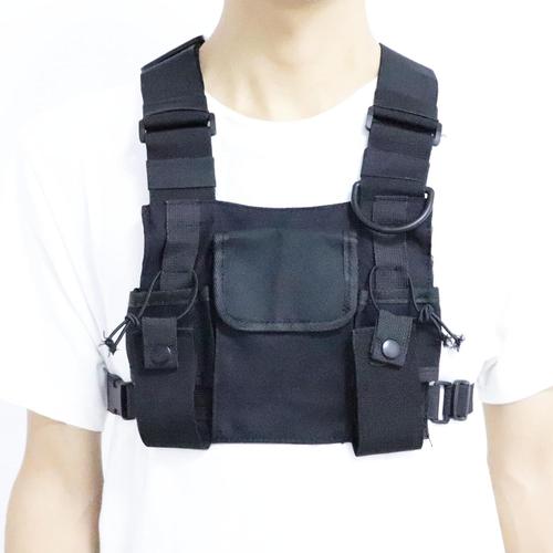 Sac Poitrine Homme,saccoche Homme,Sacoche Gilet,Poches Pratiques,Sacoche Poitrine Chest Bag,Sac Course a Pied,Sac de Poitrine Hip Hop réglable pour Homme