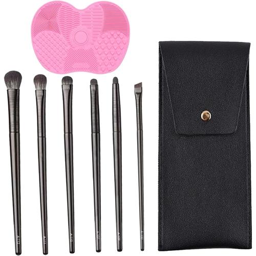 6 Pcs Pinceaux Maquillages,Pinceaux Yeux,Set Pinceaux Maquillage,Avec Tapis De Nettoyage En Silicone,Pour Fard A Paupières,Sourcil,Eye-Liner 