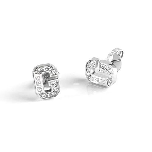 Boucled?Oreille Guess College 1981 Ube20030 Rhodium En Acier Inoxydable Plaqué Logo G Swarovski